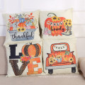 Poly-Cotton Pillow Cases Printed Cartoon Pumpkin Throw Pillow Cover Square Thanksgiving Decorative Pillow Cushion Cover